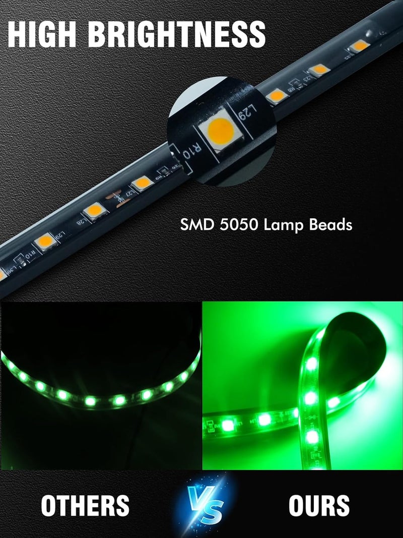 LEYMANRIYA 8 Pcs Car Led Light Strip IP67 Waterproof 11" Flexible Led Lights Underglow 12V for Car Motorcycle Boat Golf Cart Interior Exterior Decoration - Green - Image 3